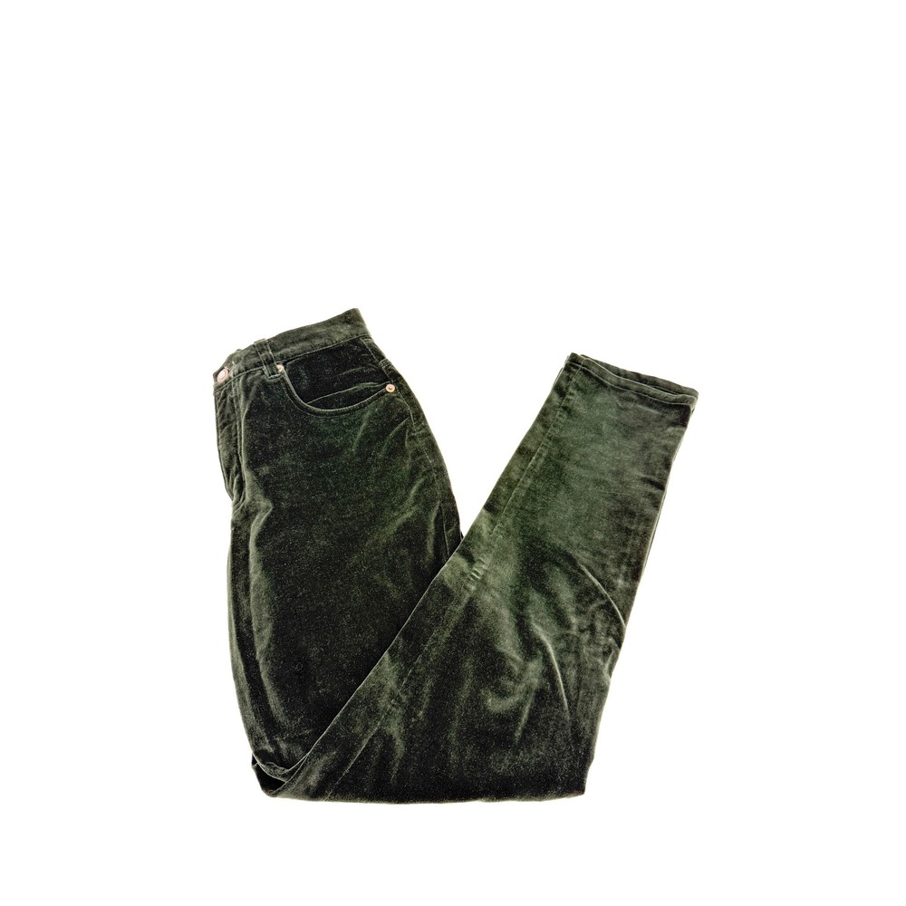 Express EXP Jeans Women 1/2 Green Velvet High Rise Tapered Leg Pants Vintage 90s